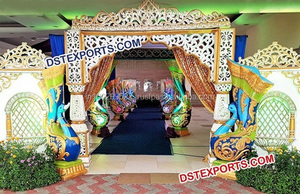 Configuration d'entrée sur le thème du paon Décor d'entrée de paon classique Porte de bienvenue de mariage indien à vendre - Product Image 4