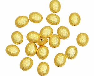Perles ovales en argent Sterling 925 plaqué or, pour fabrication de bijoux, accessoires fantaisie, perles