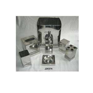 Ensemble de salle de bains en acier poli miroir, ensemble de sept pièces, boîtier de serviettes de table, distributeur de savon, boîte de mouchoirs - Product Image 6