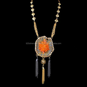 Unisex Long Necklace Fancy Crystal Agate Gold-Plated <b>Cross</b> Heart Pattern Diamond Pearl Strand Tassel Design Wedding Gift Brass - Product Image 1