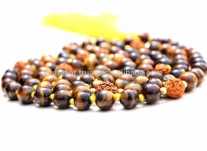 Chapelet de prière en œil de tigre bohème spirituel de haute qualité 2023, 6 mm, 108 perles, pompon noué, collier Mala, tiers - Product Image 4