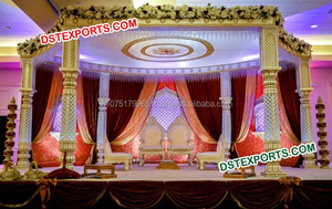 Royal Indian <b>Wedding</b> Draped Mandap Traditional Rajwada Fiber <b>Wedding</b> Mandap Set <b>Wedding</b> Ceremony Jali Pillars Mandap Newyork - Product Image 6