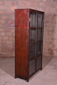 Mobilier d'hôtel commercial industriel vintage métal fait à la main écologique 2 portes en verre Almirah - Product Image 3