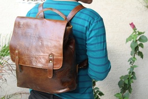 Leather Backpack Handmade Brown Vintage Bags Unisex - Product Image 2