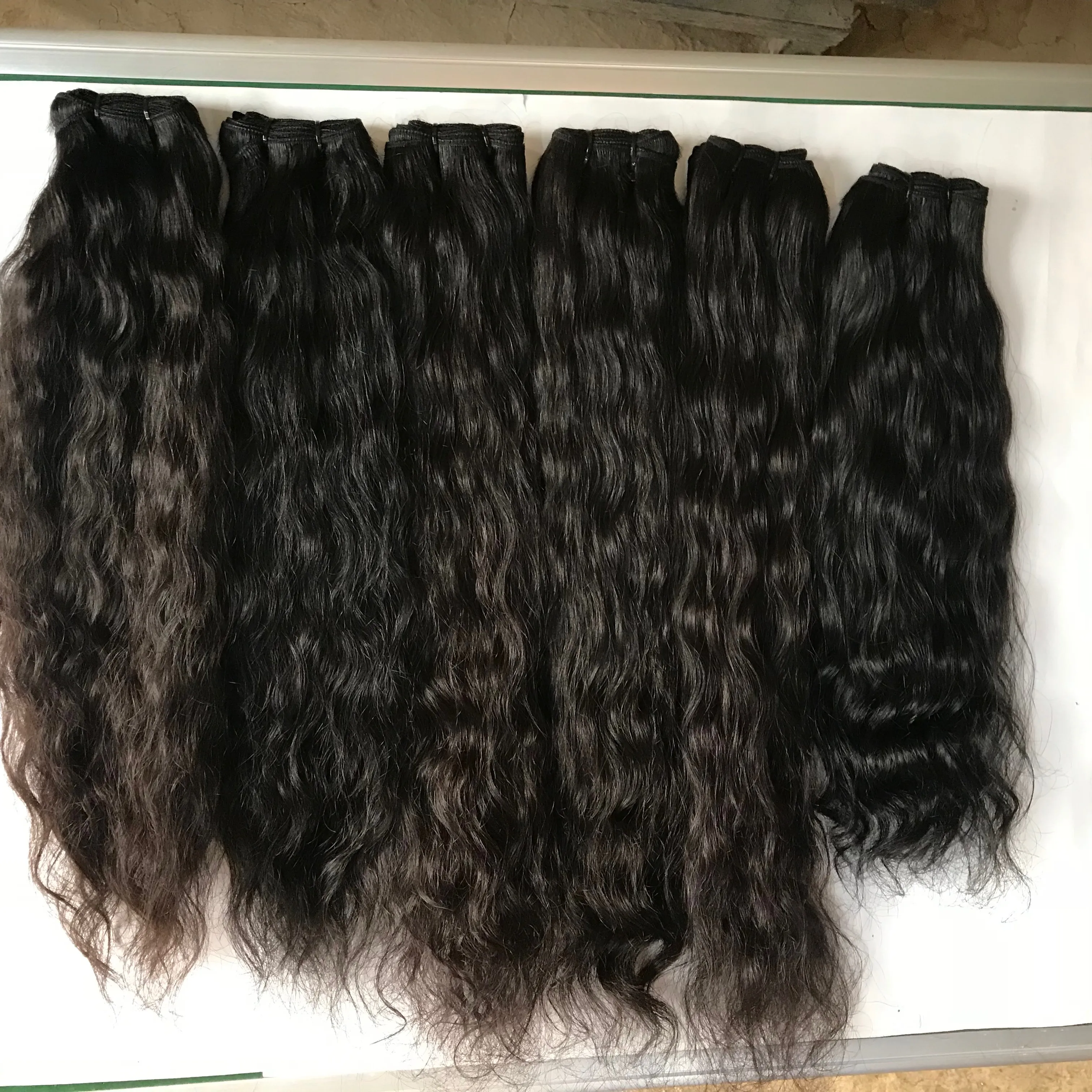 Extensão natural do templo de cabelo com alinhamento de cutículas 100%, melhor extensão no atacado de virgem, cabelo indiano