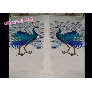 Decoración de pavo real para bodas, telón de fondo elegante para escenario de boda, hecho a mano, bordado, cortinas de decoración - Product Image 1