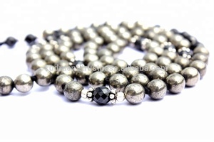 Pyrite สร้อยหินลูกประคำสีดำ108,สร้อยคอมีพู่ลูกปัดมาลาสำหรับเล่นโยคะ - Product Image 4