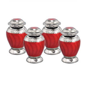 Urne de crémation en étain rouge et bleu, souvenir en aluminium pour cendres funérailles métal laiton/aluminium - Product Image 5