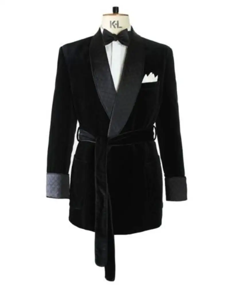 Куртка Annu Exports Мужская стеганая, черный бархатный блейзер, куртка с поясом