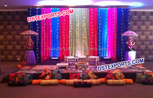 ฉากหลังงานเมห์นดีสีสันสดใส ดีไซน์ทันสมัย ผ้าม่านตกแต่งเวทีงานสันจีต ฉากหลังงานแต่งงานแบบอินเดีย - Product Image 5