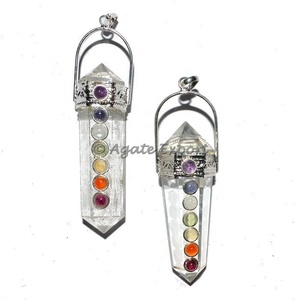 Colgantes de Cuarzo Cristalino de Doble Punta para Chakras - Set de 7 Piedras, Chapado en Oro Rosa y Plata, Joyería de Piedras Curativas para Chakras para Mujer - Product Image 1