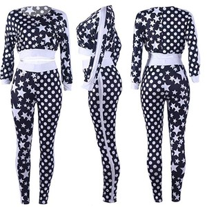 Ensemble de survêtement à rayures blanches pour femmes, Sweat-shirt à capuche, tenue de Sport décontractée - Product Image 5