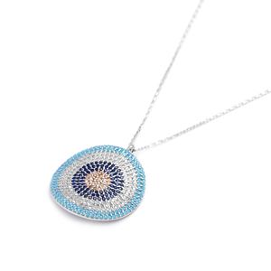 Eye Design Round Bent Shape Pendant <b>for</b> Lady Turkish Wholesale Handcrafted 925 <b>Sterling</b> <b>Silver</b> Jewelry - Product Image 1