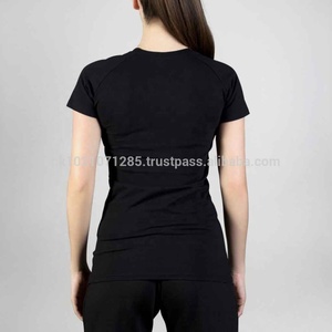 Phụ Nữ Tùy Chỉnh Sọc Cao Đường Phố Mỏng Phù Hợp Với T-Shirt Tùy Chỉnh Thiết Kế In Kỹ Thuật Số Logo Trống OEM Dịch Vụ Lưới Vải Cổ - Product Image 4
