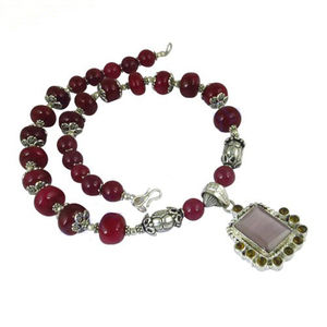 สร้อยคอควอตซ์ย้อมสีทับทิม monalisa สีเงินหลายพลอยสร้อยคอลูกปัดที่เหนือกว่าแข็ง - Product Image 1