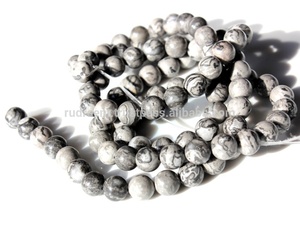 Cuentas sueltas de jaspe gris, hebras Naturales, redondas, Naturales, piedra curativa de cristal - Product Image 4