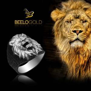 Anillo de plata de primera ley con forma de León para hombre, sortija, plata esterlina 925, diseño Animal, Lobo - Product Image 2