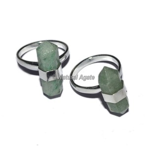 แหวนพลอยสีเขียว Aventurine ปลายปลายคู่ - Product Image 1