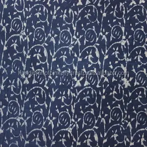 Indigo Stof Door 3 Yard, Hand Indian 100% Katoen, Blauw/Wit 3 Yard