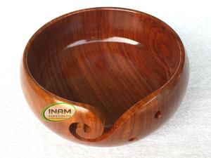 Best Quality, Crochet Accessories, Beautiful Plain Bow Hand Carved , Wooden <b>Yarn</b> Storage <b>Bowl</b>, 7x4 Inches - Product Image 2