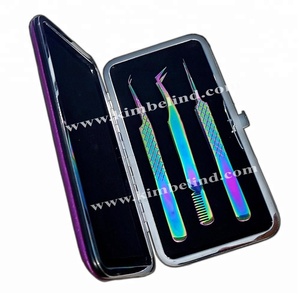 Pince à épiler précise en acier inoxydable pour extensions de cils en boîte personnalisée pointe pointue avec pince à cils en fibre de marque privée - Product Image 2