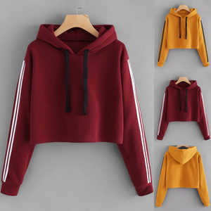 Viky Industri-Sudadera con capucha para mujer, Top corto con logotipo personalizado, ropa de calle, Top corto de estilo a rayas - Product Image 6