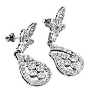 Impresionante pendiente de plata de ley sólida 925, joyería de circonita cúbica de moda y perla para ropa de fiesta de boda, diseño impresionante - Product Image 2