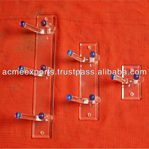 Set of 3 Acrylic Wall Hooks with Blue Glass Balls Stylish and Durable Coat Hat <b>Hangers</b> for Home or Office - Product Image 1