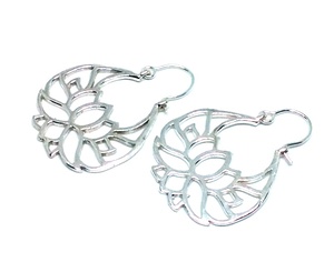 Attractive Handmade Hoop Earring Lotus Silver Hoop Earring Silver Hoop Earring - Product Image 4