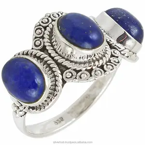 Natural Silver Lapis Lazulli Gemstone Rings 925 Solid Sterling Silver Fancy Ring By Manufacturer At Wholesale Price