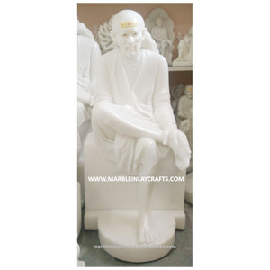 Makrana-escultura de piedra de mármol blanco puro, diseño pulido hecho a mano, Shirdi Sai Baba, para decorar el hogar - Product Image 1