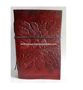 สมุดโน๊ตหนังสลักลายนูนแบบวินเทจทำมือมาใหม่ B5ปิดด้ายสีน้ำตาลสำหรับผู้ชายการเดินทางเพื่อธุรกิจปกแข็งลายดอกไม้ - Product Image 1