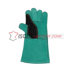 ถุงมือบาร์บีคิวหนังแท้สีเขียวถุงมือทิคถุงมือเชื่อมถุงมือป้องกันการตัด - Product Image 4