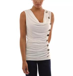 Moda Top camicia donna estate gilet allentato senza maniche in pizzo con scollo a v Top Office Lady camicetta collezione M-4XL dal Bangladesh