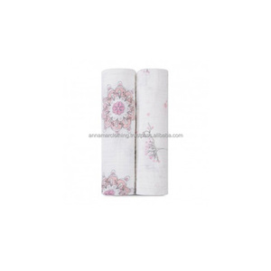 Organic Cotton Baby Muslin Swaddle <b>Blanket</b> | Floral Knitted Soft Newborn Receiving <b>Wrap</b> Breathable 200TC All-Season Nursery - Product Image 1