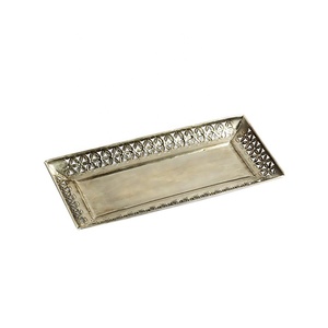 Rectangular Silver Serving Tray Large Silver Plated Rectangular Tray bar Ware Serving Tray Party Hotel Coffee Food Serving Tray - Product Image 1