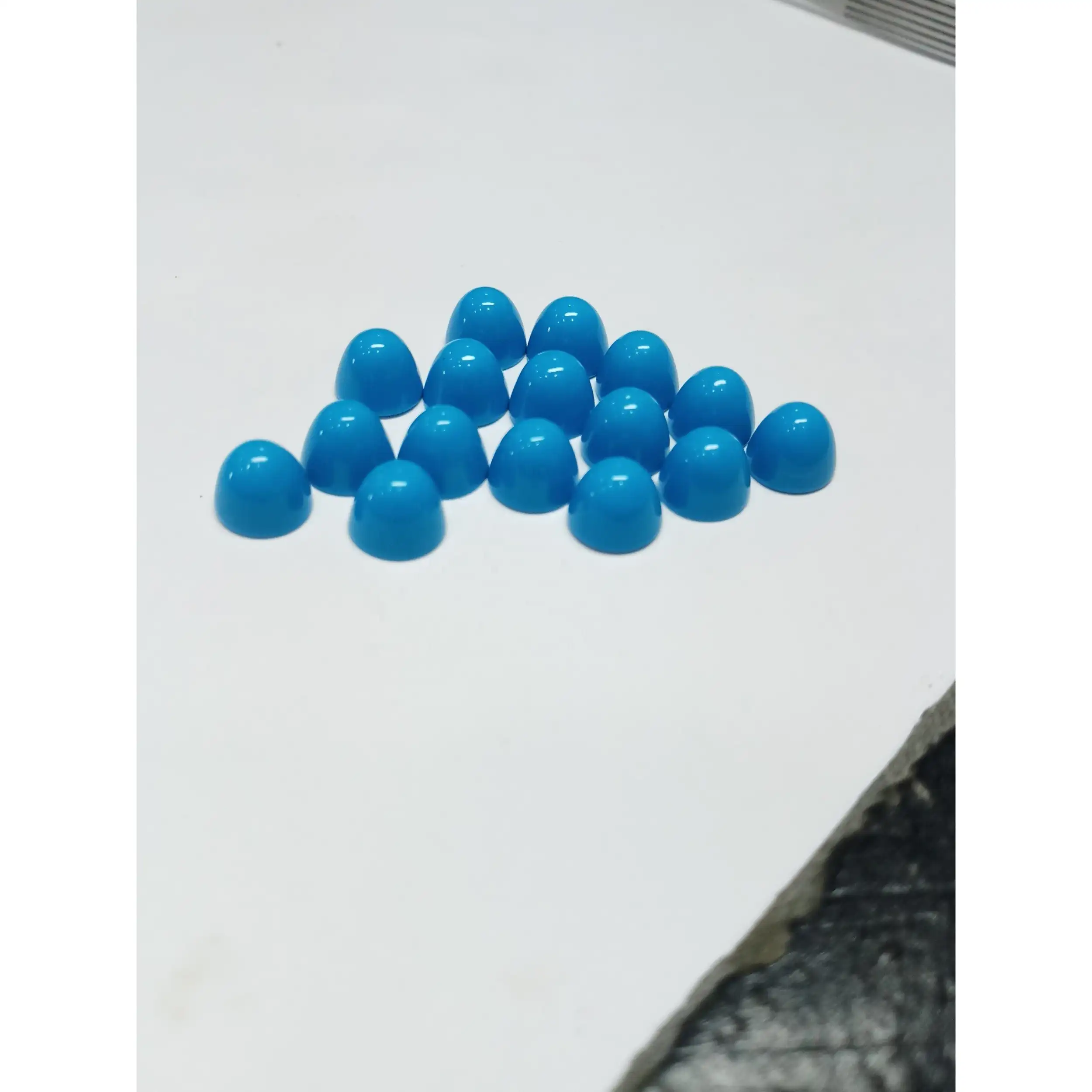 8.5mm Round Diameter Synthetic Turquoise Smooth Loose Cabochon Bullet Shape Gemstone For Making Bangles Jewellery