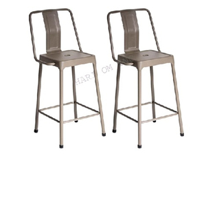 Mobilier industriel Chaise de bar à dossier haut en métal au design moderne - Product Image 1