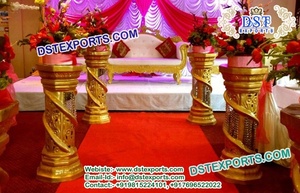 เสาไฟเบอร์ประดับทางเข้างานแต่งงานพร้อมรูปปั้น ของตกแต่งงานแต่งงาน ทางเดินงานแต่งงาน ตกแต่งด้วยเสาโรมันแกะสลักไฟเบอร์ ขายในสหราชอาณาจักร - Product Image 3