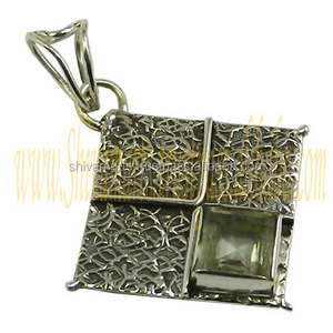 Hermoso colgante de piedras preciosas de amatista verde natural, colgantes y dijes de joyería fina de Plata de Ley 925 sólida - Product Image 2