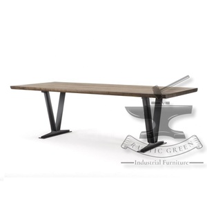 โต๊ะรับประทานอาหารไม้เผาอุตสาหกรรมวินเทจสำหรับห้องนั่งเล่นและห้องครัว - Product Image 4