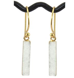 ทอง18K ชุบมินิมอลสีขาวน้ำตาลอาเกต druzy ต่างหูแบบห้อยรูปทรงบาร์น่ารักสวมใส่สบายๆกับทองเหลืองสำหรับปาร์ตี้ - Product Image 1