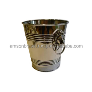 Refroidisseur de vin en métal de haute qualité seau de forme ronde indien martelé à la main refroidisseur de vin de glace décoratif et seau - Product Image 6