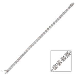 Pulsera de Diamantes Redondos Reales de 3.20 TCW en Oro Blanco de 10K |   Joyería Fina Estilo Tenis Cluster Link para Mujer, Regalo de Lujo - Product Image 2