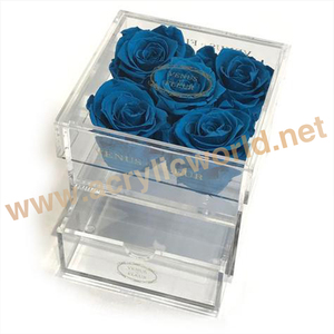 Caja de acrílico transparente con tapa y cajón, caja de flores acrílicas con pantalla personalizada - Product Image 1