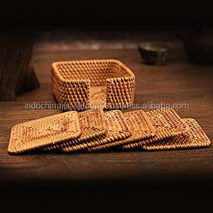 Square Rattan <b>Coaster</b>, <b>Set</b> of <b>Coasters</b> - Product Image 5