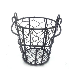 New Arrival Round Shaped Bright Grey Finishing Iron Metal <b>Laundry</b> <b>Basket</b> with Handle <b>Small</b> Size Handmade - Product Image 1