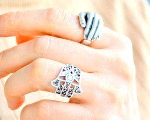 Hand of Fathima, Hamsa Ring, Khamsa Silver Ring, Kabbalah Ring, Middle East, Palm Ring, Fingers Ring, Historical Amulet, Talism - Product Image 2