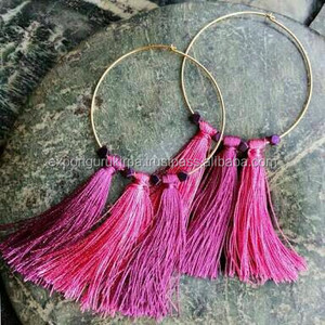 Pendientes de hilo de borla con forma de número único hechos a mano para mujer, joyería de aro de moda de aleación al por mayor - Product Image 1