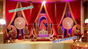 Decoración de Escenario para Bodas Indias Reales, Panel de Fondo Redondo para Bodas, Elegante Marco de Escenario para Bodas Asiáticas, EE. UU. - Product Image 2